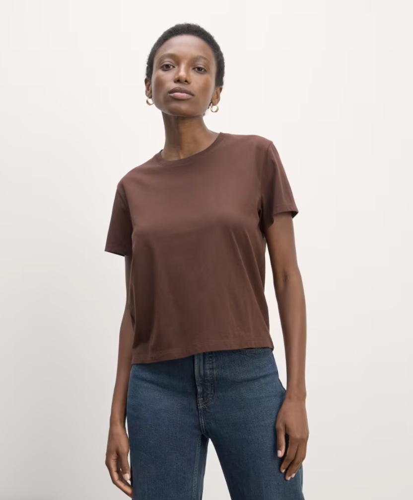 The Box-Cut Tee in Essential Cotton Dark Mahogany - Everlane